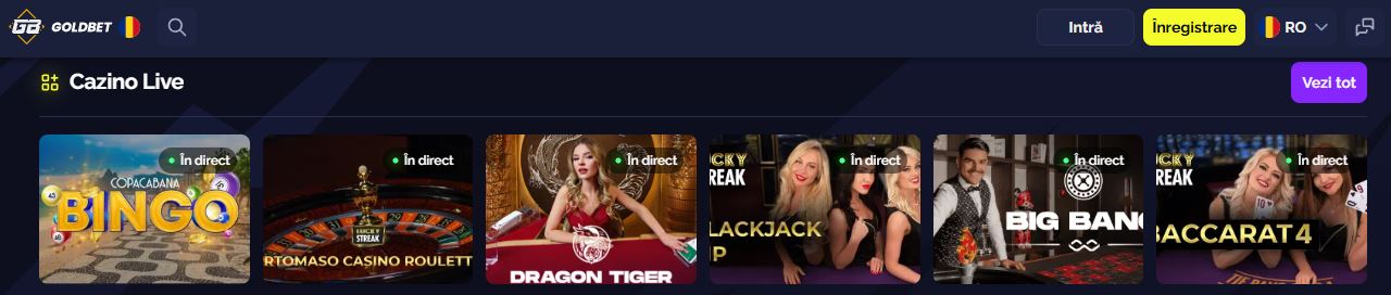 Jucați jocuri de cazino live cu dealeri în timp real la Goldbet